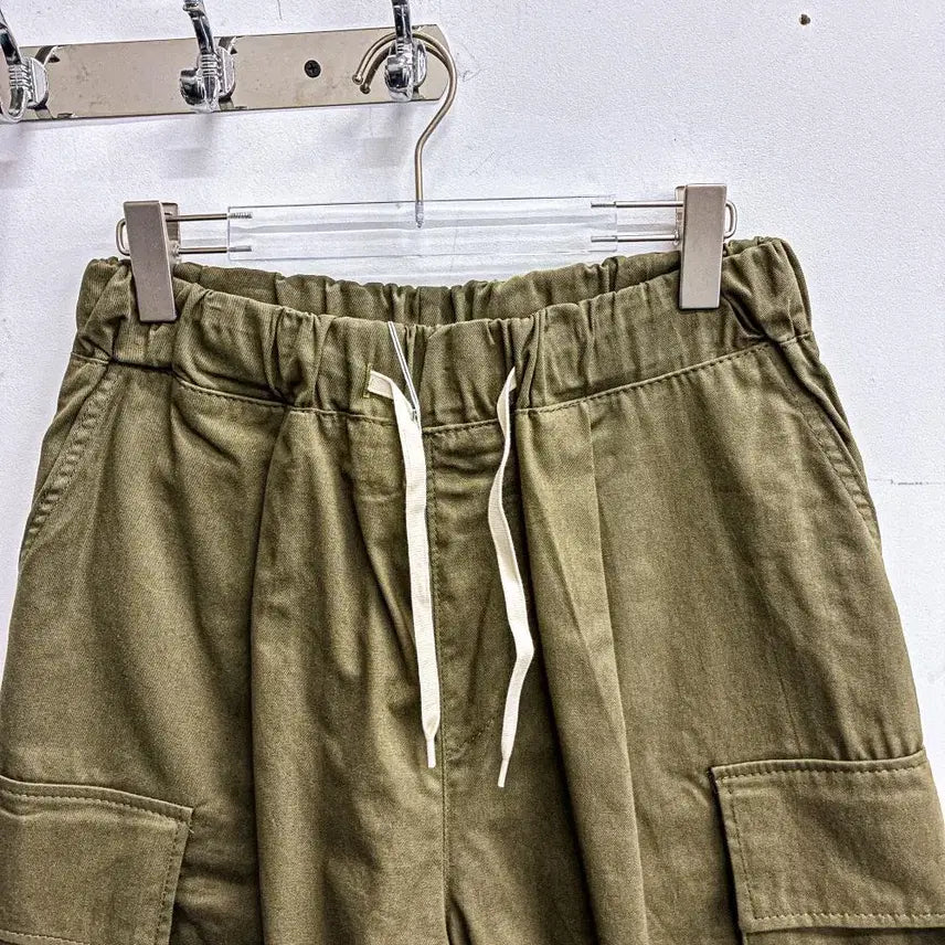 [BUNJANG] Washing Cargo Bermuda Shorts (Free Size) - Khaki / [새상품] 워싱 카고 버뮤다팬츠 (FREE) AF555 카키