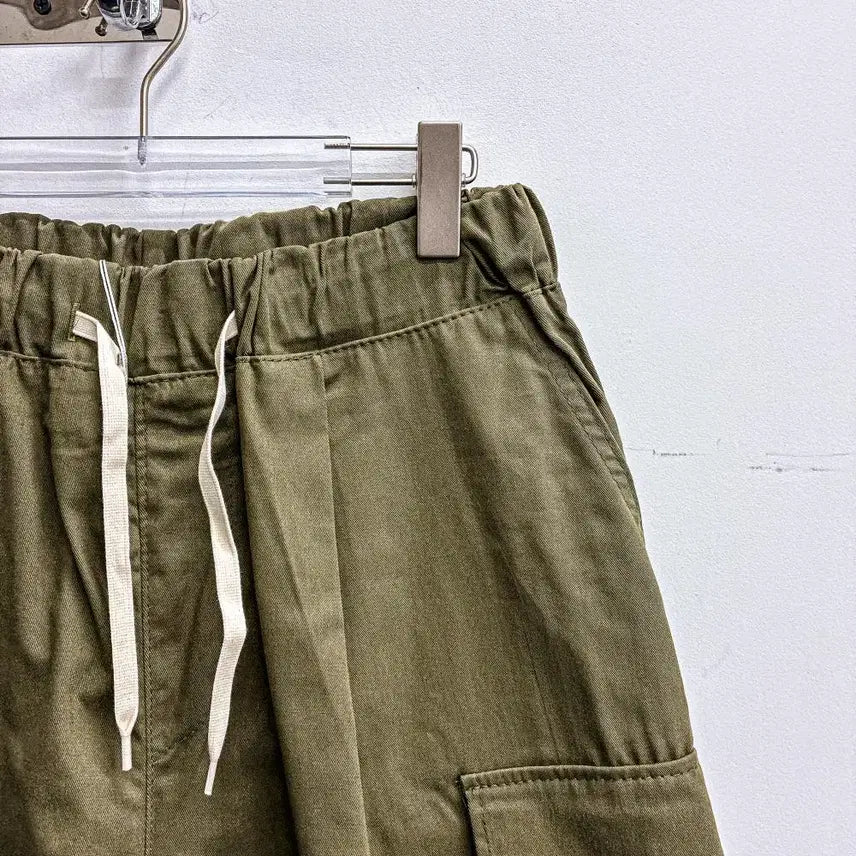 [BUNJANG] Washing Cargo Bermuda Shorts (Free Size) - Khaki / [새상품] 워싱 카고 버뮤다팬츠 (FREE) AF555 카키
