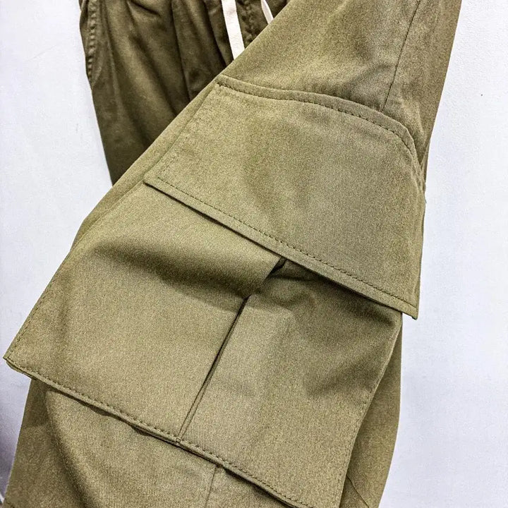 [BUNJANG] Washing Cargo Bermuda Shorts (Free Size) - Khaki / [새상품] 워싱 카고 버뮤다팬츠 (FREE) AF555 카키