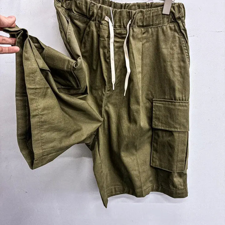 [BUNJANG] Washing Cargo Bermuda Shorts (Free Size) - Khaki / [새상품] 워싱 카고 버뮤다팬츠 (FREE) AF555 카키