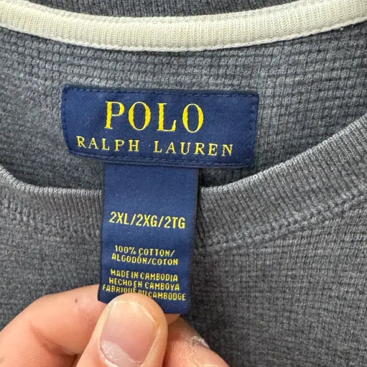 [BUNJANG] Polo Ralph Lauren Waffle Short Sleeve Charcoal T-shirt / 폴로 랄프로렌 와플 반팔티 차콜 XL