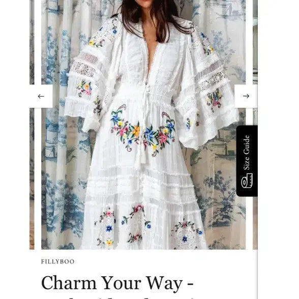[BUNJANG] Fillyboo Bohemian Embroidered Long Dress / Fillyboo 필리부 롱 드레스 보헤미안 아이보리 자수 원피스 XS