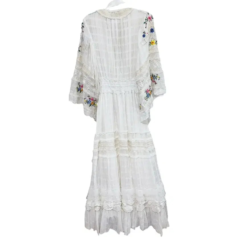 [BUNJANG] Fillyboo Bohemian Embroidered Long Dress / Fillyboo 필리부 롱 드레스 보헤미안 아이보리 자수 원피스 XS