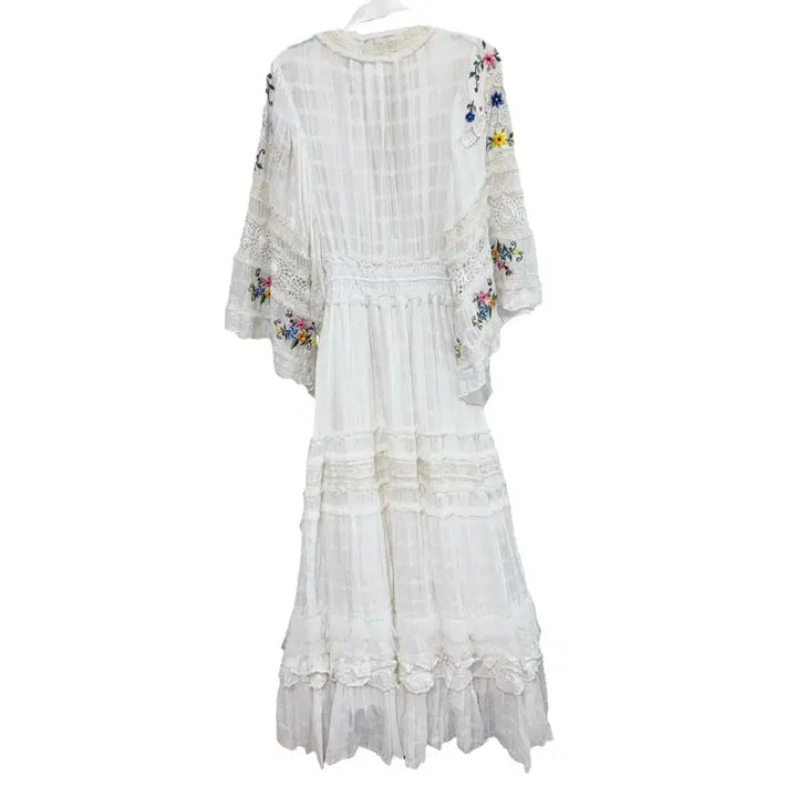 [BUNJANG] Fillyboo Bohemian Embroidered Long Dress / Fillyboo 필리부 롱 드레스 보헤미안 아이보리 자수 원피스 XS