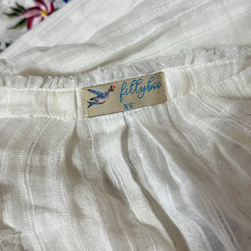 [BUNJANG] Fillyboo Bohemian Embroidered Long Dress / Fillyboo 필리부 롱 드레스 보헤미안 아이보리 자수 원피스 XS