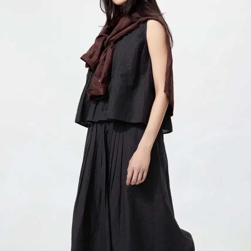 [BUNJANG] Uniqlo Linen Blend Long Skirt / 유니클로 리넨블렌드턱롱스커트 블랙 L