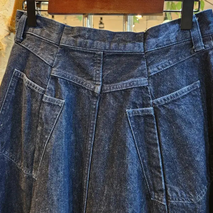 [BUNJANG] Indigo Front Zip A-line Flare Denim Skirt / 일본산 인디고 프론트 지퍼 A라인 플레어 데님 스커트
