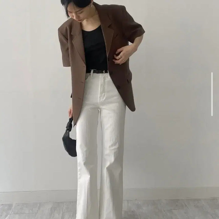 [SOLD OUT] (택채새상품) 르버터 린넨 스티치 오버핏 반팔 자켓 신상