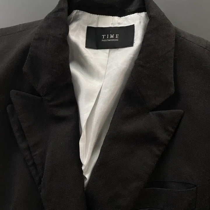 [BUNJANG] Time Linen Silk Blend Double Blazer Jacket / [S] 타임 린넨 실크 블랜드 더블 블레이저 자켓