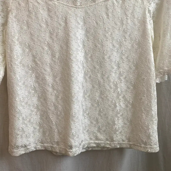 [BUNJANG] ARROW White Lace Short Sleeve Blouse (M) / ARROW 화이트 레이스 반팔블라우스(M)