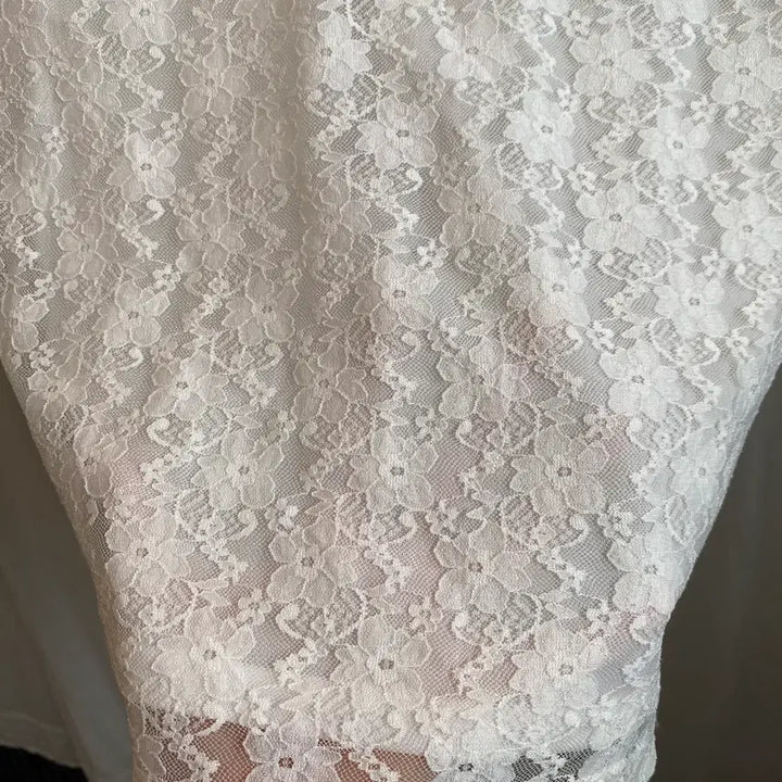 [BUNJANG] ARROW White Lace Short Sleeve Blouse (M) / ARROW 화이트 레이스 반팔블라우스(M)