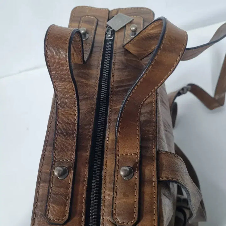[BUNJANG] LOUISA and Lounge Vintage Brown Leather Backpack / 루즈앤 라운지 빈티지 브라운 가죽 백팩
