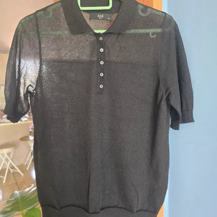 [BUNJANG] A+G Basic Black Knit Polo Shirt / A+G 베이직 블랙 반팔 니트 폴로 66