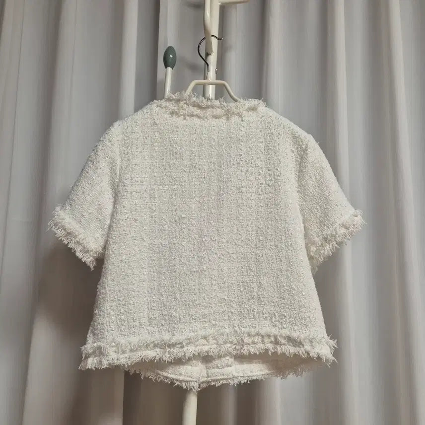 [BUNJANG] Ivory Tweed Cropped Jacket / 아이보리 트위드 반팔 자켓