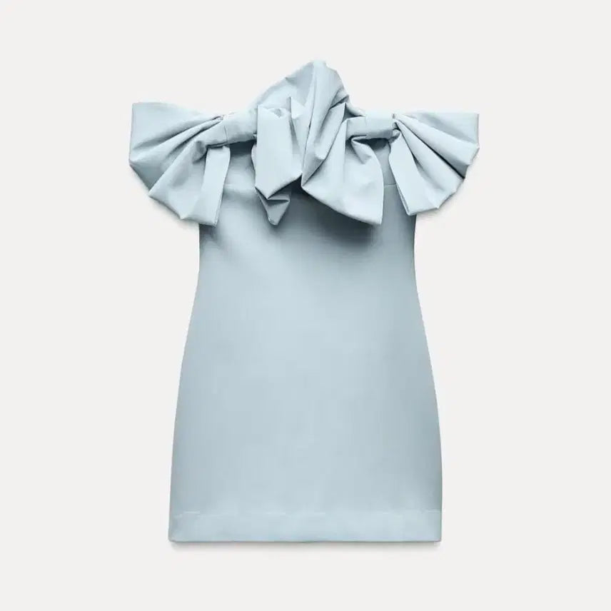 [BUNJANG] ZARA Ribbon Off-Shoulder Mini Dress / 자라 리본 오프숄더 원피스
