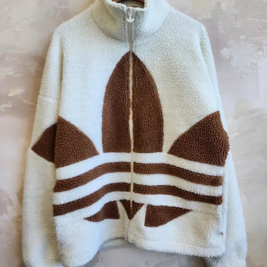 [BUNJANG] Adidas Trefoil Big Logo Fleece Jacket / 아디다스 트레포일 빅 로고 뽀글이 자켓