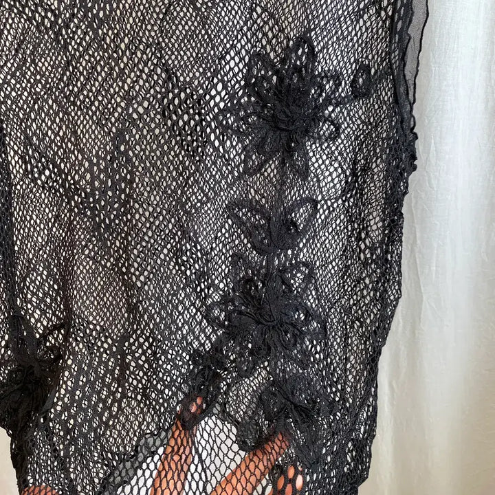 [BUNJANG] Black Net Sleeveless Top (Size M) / 블랙 네트 슬리브리스탑(M)