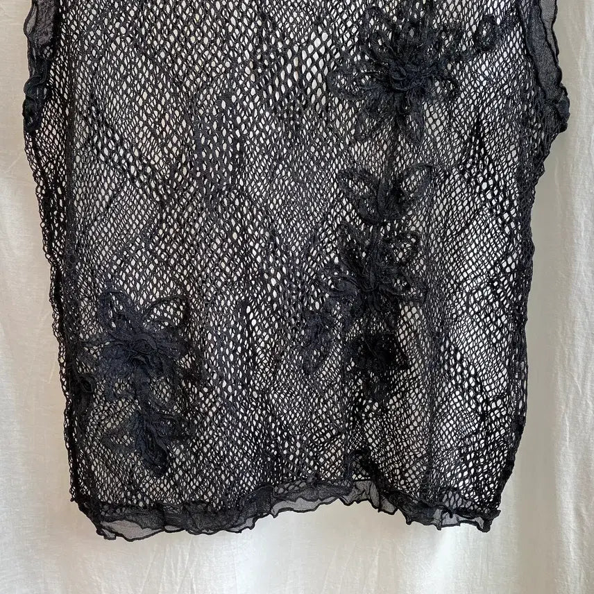 [BUNJANG] Black Net Sleeveless Top (Size M) / 블랙 네트 슬리브리스탑(M)