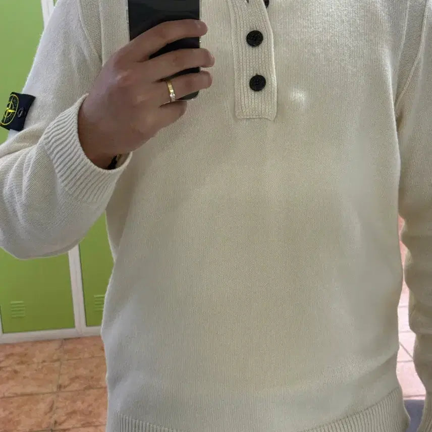 [BUNJANG] Stone Island Half-Zip Knit Beige 2XL / 스톤아일랜드 하프집업 니트 베이지 2XL