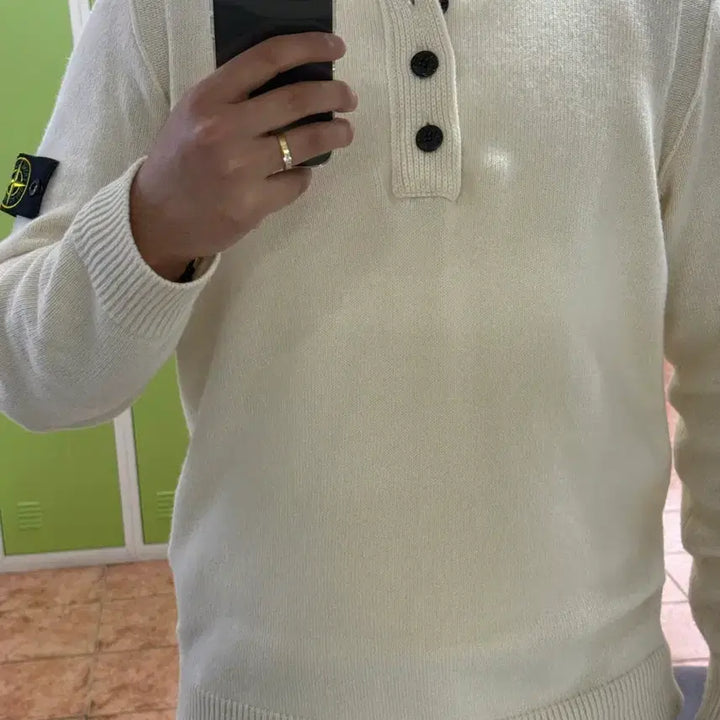 [BUNJANG] Stone Island Half-Zip Knit Beige 2XL / 스톤아일랜드 하프집업 니트 베이지 2XL