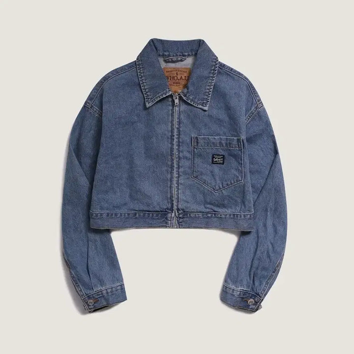 [BUNJANG] Who.A.U Cropped Denim Zip-up Jacket / (1회 착용) 후아유 크롭 데님 집업 크롭 자켓