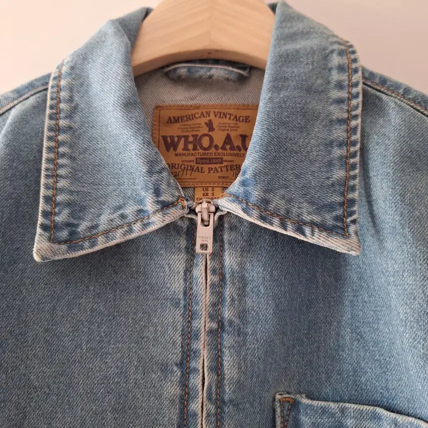 [BUNJANG] Who.A.U Cropped Denim Zip-up Jacket / (1회 착용) 후아유 크롭 데님 집업 크롭 자켓