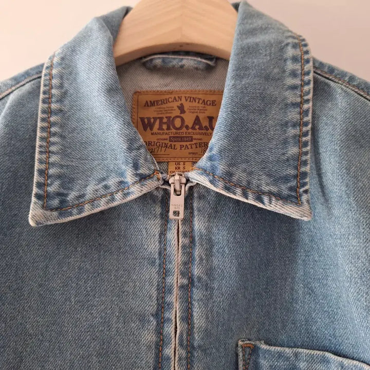 [BUNJANG] Who.A.U Cropped Denim Zip-up Jacket / (1회 착용) 후아유 크롭 데님 집업 크롭 자켓