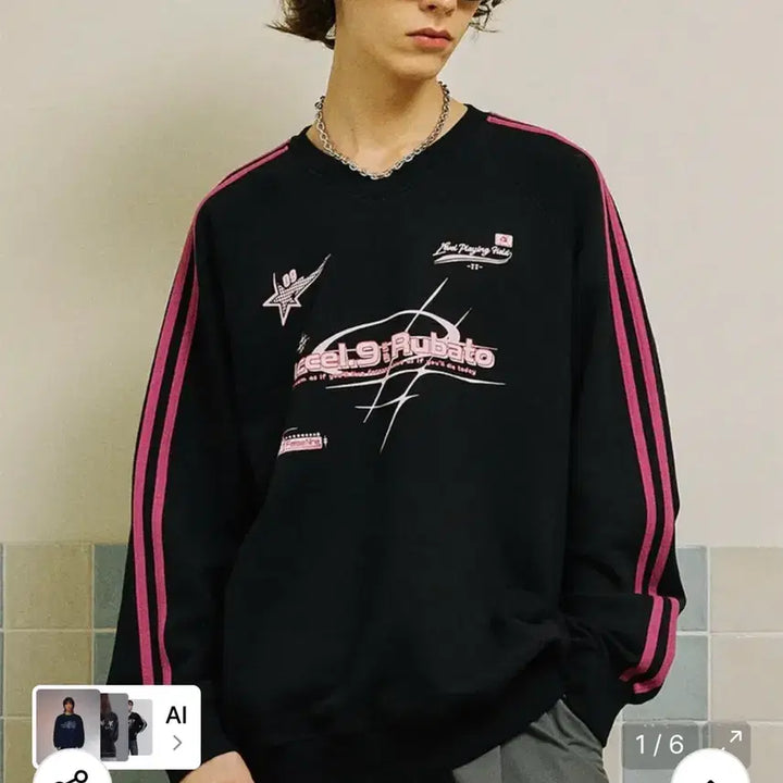 [BUNJANG] Kakkai Unions Rubato V-Neck Sweatshirt Black M / 가까이 유니언즈) 루바토 브이넥 맨투맨 블랙 M
