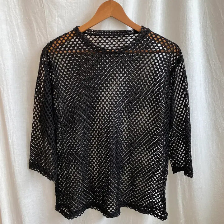 [BUNJANG] Black Net Layering Top (M-L) / 블랙 네트 7부탑(M-L)