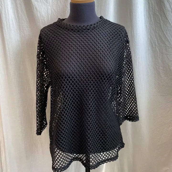 [BUNJANG] Black Net Layering Top (M-L) / 블랙 네트 7부탑(M-L)