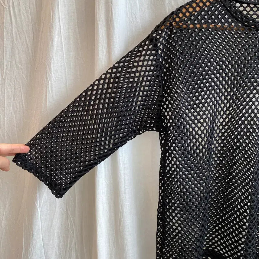 [BUNJANG] Black Net Layering Top (M-L) / 블랙 네트 7부탑(M-L)