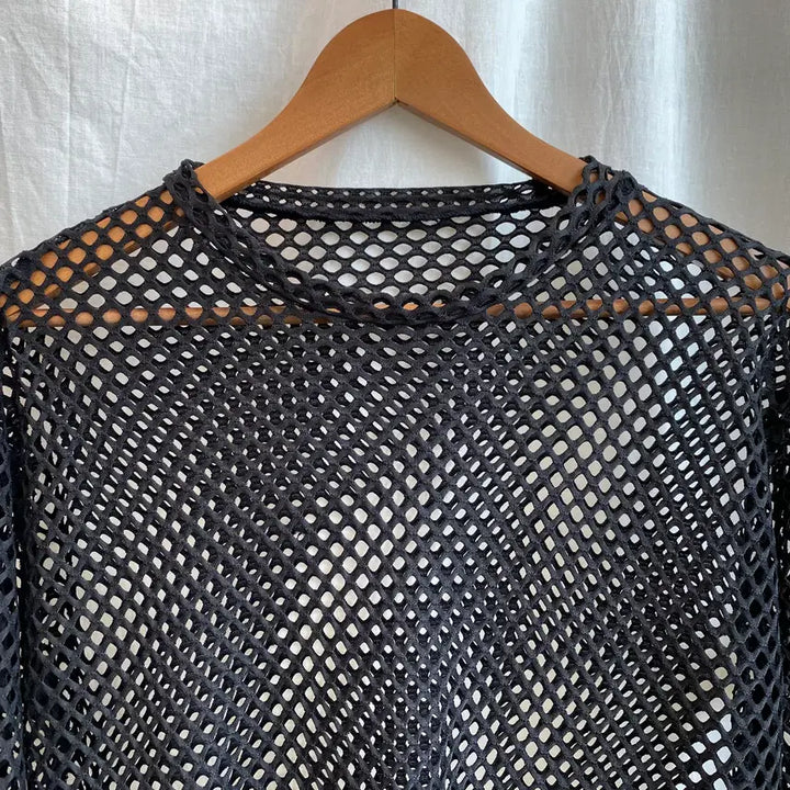 [BUNJANG] Black Net Layering Top (M-L) / 블랙 네트 7부탑(M-L)