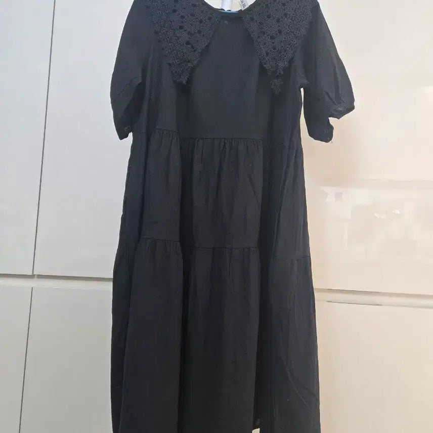 [SOLD OUT] 레이스 칼라 블랙 롱 원피스