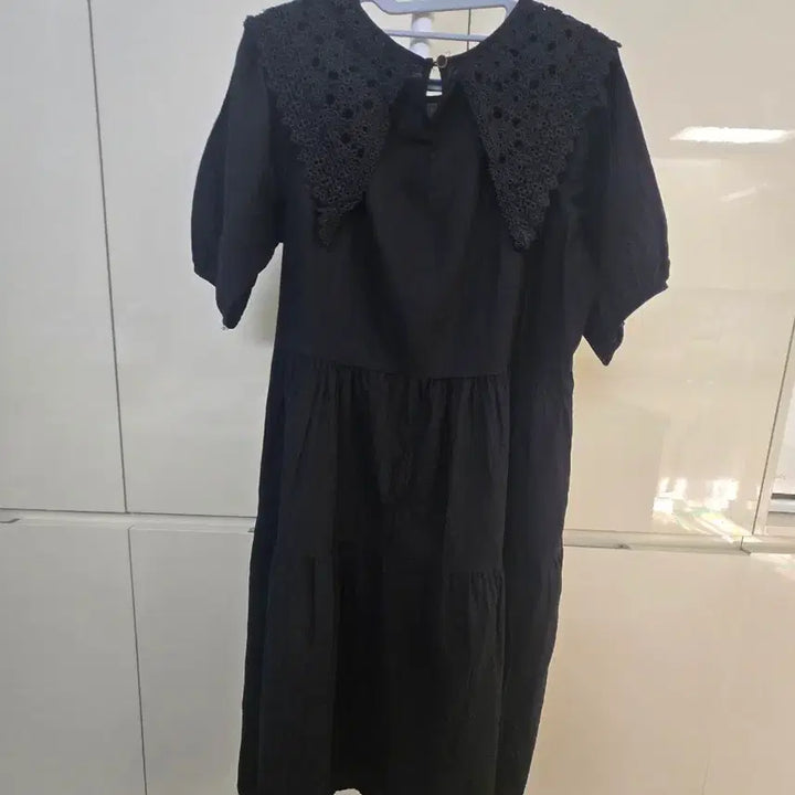 [SOLD OUT] 레이스 칼라 블랙 롱 원피스