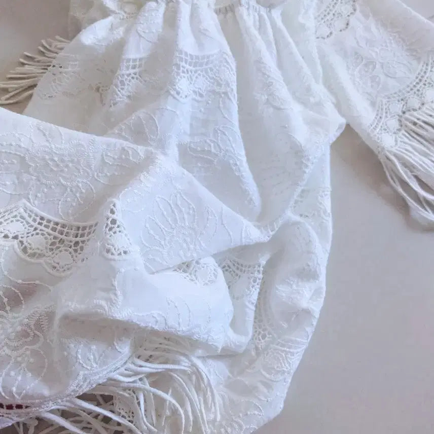 [BUNJANG] White Lace Tassel Dress / 화이트 레이스 태슬 원피스