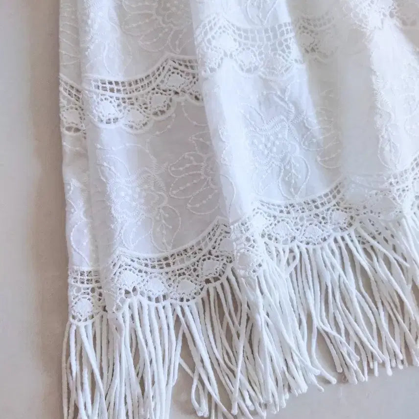 [BUNJANG] White Lace Tassel Dress / 화이트 레이스 태슬 원피스