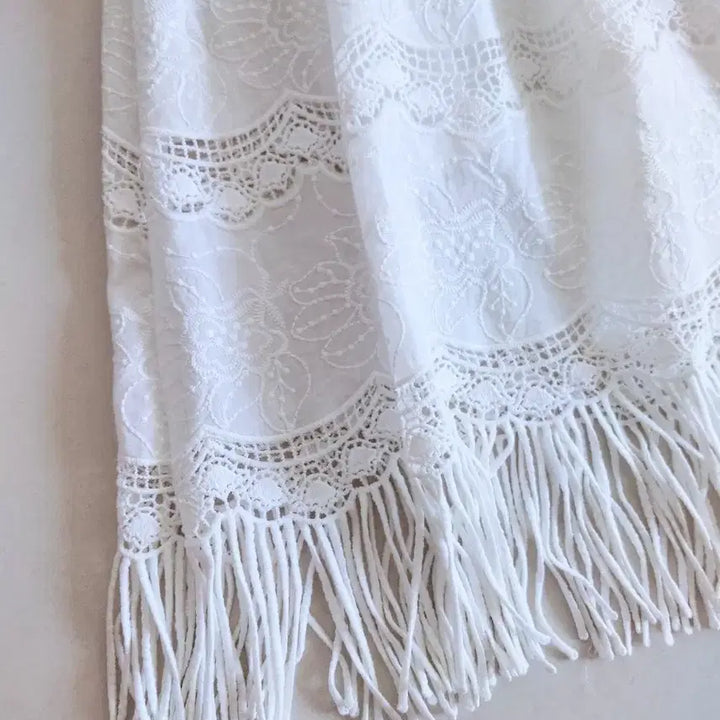 [BUNJANG] White Lace Tassel Dress / 화이트 레이스 태슬 원피스