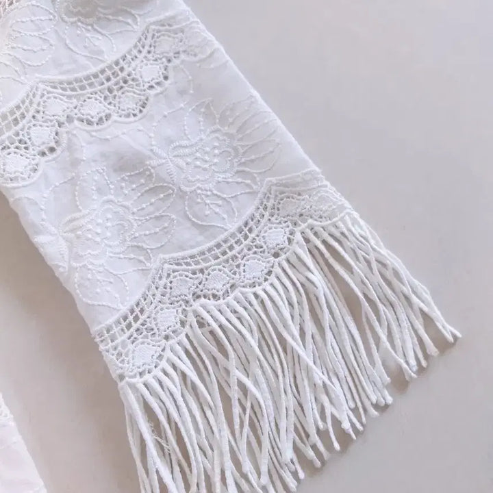 [BUNJANG] White Lace Tassel Dress / 화이트 레이스 태슬 원피스