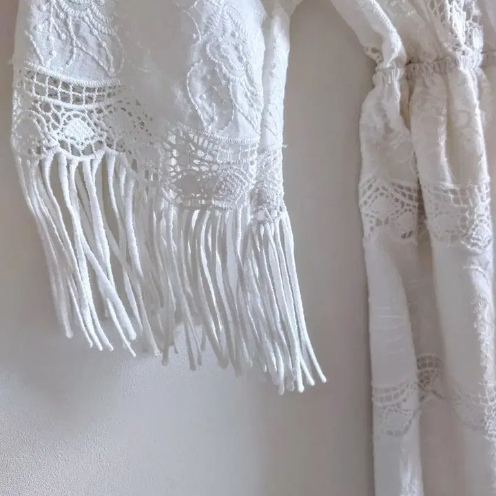[BUNJANG] White Lace Tassel Dress / 화이트 레이스 태슬 원피스
