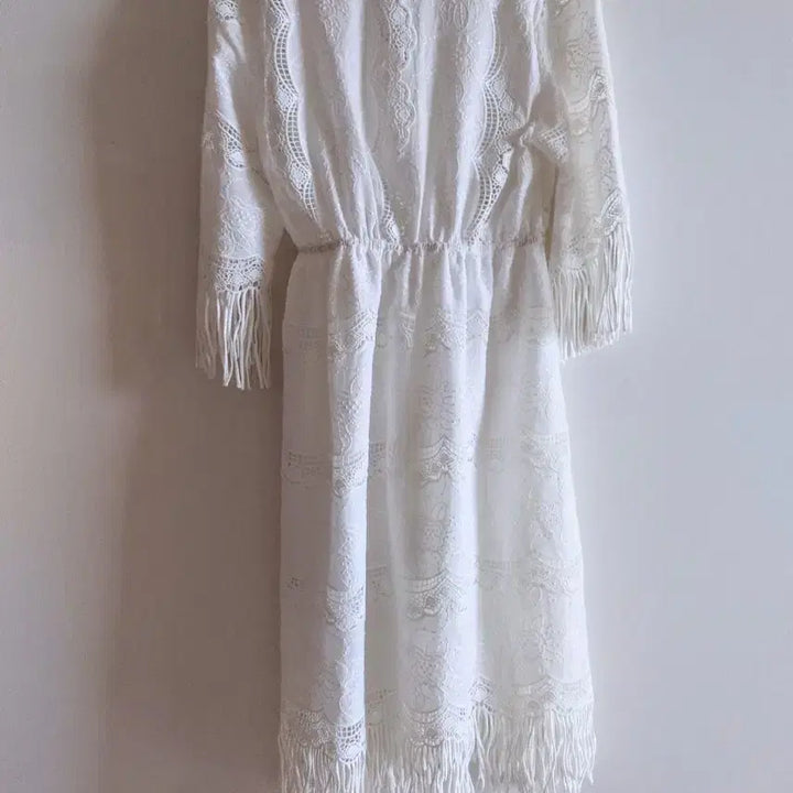 [BUNJANG] White Lace Tassel Dress / 화이트 레이스 태슬 원피스