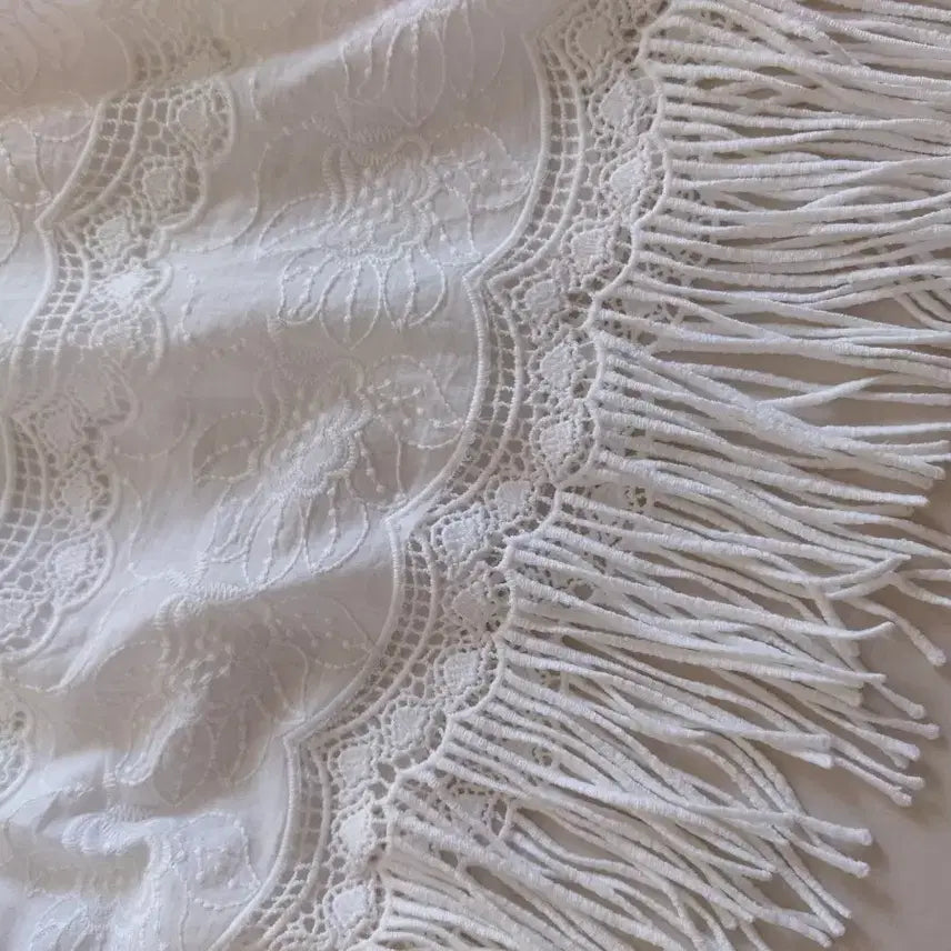 [BUNJANG] White Lace Tassel Dress / 화이트 레이스 태슬 원피스