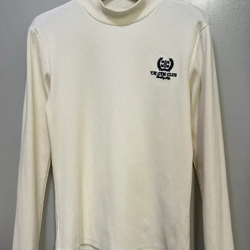 [BUNJANG] Ivory Ribbed Mock Neck T-Shirt / 아이보리 골지 반목 티셔츠(면 100%)