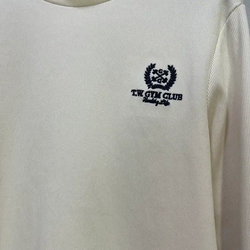 [BUNJANG] Ivory Ribbed Mock Neck T-Shirt / 아이보리 골지 반목 티셔츠(면 100%)