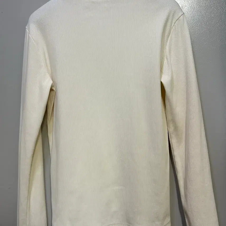 [BUNJANG] Ivory Ribbed Mock Neck T-Shirt / 아이보리 골지 반목 티셔츠(면 100%)
