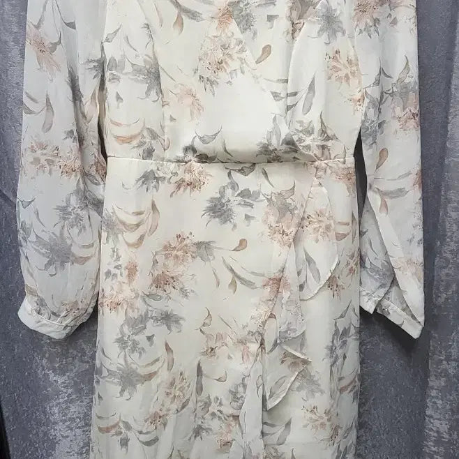 [BUNJANG] Floral Chiffon Wrap Long Dress / 플라워 쉬폰 롱 원피스