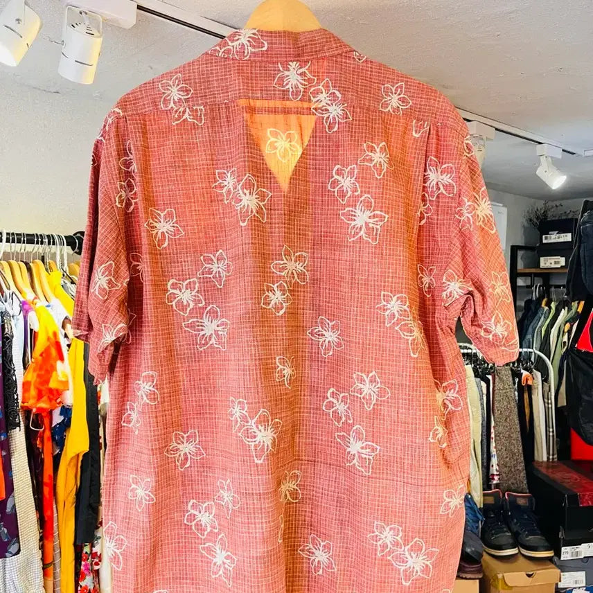[BUNJANG] Chaps Ralph Lauren Ripstop Floral Open Collar Shirt / 챕스 랄프로렌 립스탑 플로럴 오픈카라 반팔 셔츠 (일본제)