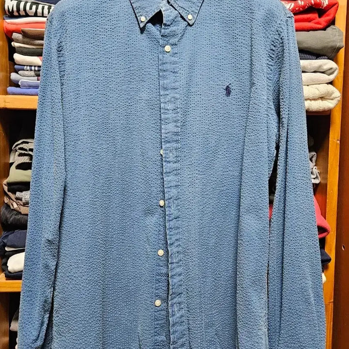 [BUNJANG] Polo Ralph Lauren Indigo Seersucker Shirt - Large / [25SS] 폴로 랄프로렌 인디고 시어서커 셔츠 라지