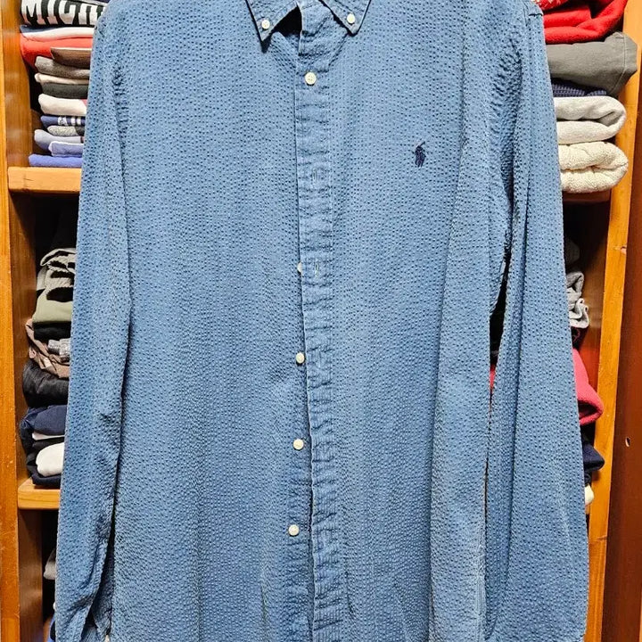[BUNJANG] Polo Ralph Lauren Indigo Seersucker Shirt - Large / [25SS] 폴로 랄프로렌 인디고 시어서커 셔츠 라지