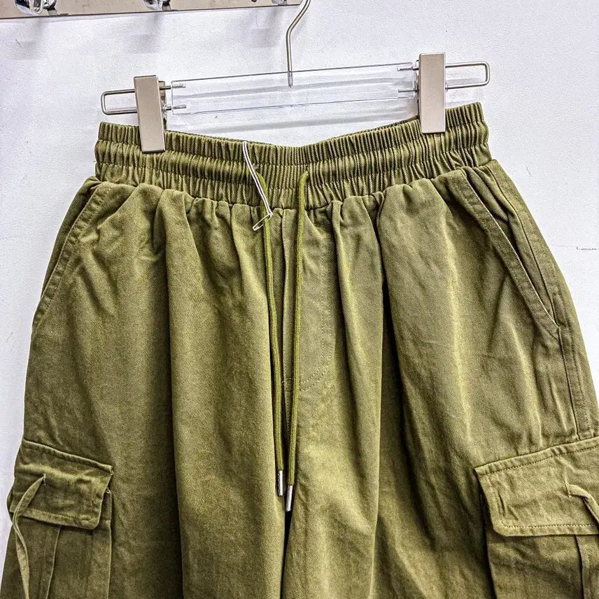 [BUNJANG] AF557 Khaki Strap Cargo Bermuda Pants / [새상품] 스트랩 카고 버뮤다 팬츠 (FREE) AF557 카키