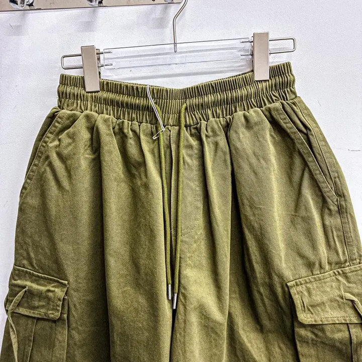 [BUNJANG] AF557 Khaki Strap Cargo Bermuda Pants / [새상품] 스트랩 카고 버뮤다 팬츠 (FREE) AF557 카키